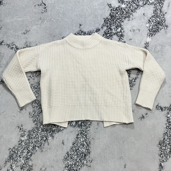 La Ligne Sweaters - La Ligne Cashmere Sweater XS Ivory Cropped Ribbed Mock Neck Soft Luxury Knit